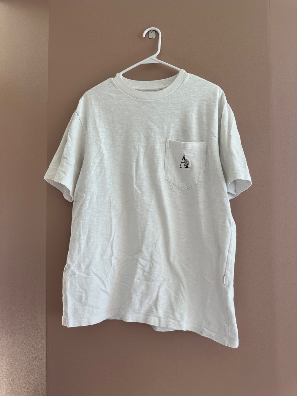 Aime Leon Dore White Pocket Tee with Embroidered 'A'